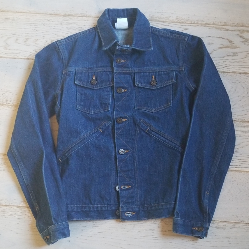 L.C. King Denim Trucker Jacket RN14946 Small | Made in USA | Raw Indigo Workwear